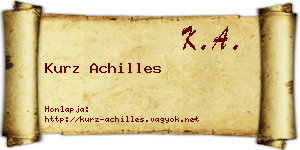 Kurz Achilles névjegykártya
